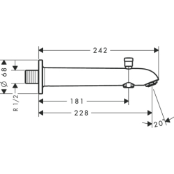 Wylewka wannowa 22,8 cm z przełącznikiem Chrom HANSGROHE 13424000
