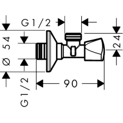 HG angle valve E-Design DN15xDN15 chrome Chrom HANSGROHE 13903000