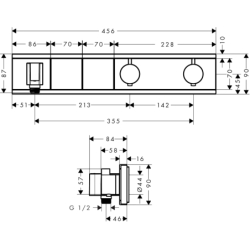 Bateria termo. do 2 odbiorników ze zintegrowanym przyłączem i uchwytem, podtynkowa Czarny/Chrom RainSelect HANSGROHE 15355600