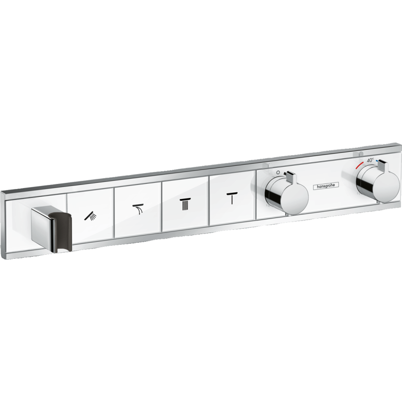 Bateria termo. do 4 odbiorników ze zintegrowanym przyłączem i uchwytem, podtynkowa Biały/Chrom RainSelect HANSGROHE 15357400