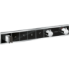 Bateria termo. do 4 odbiorników ze zintegrowanym przyłączem i uchwytem, podtynkowa Czarny/Chrom RainSelect HANSGROHE 15357600