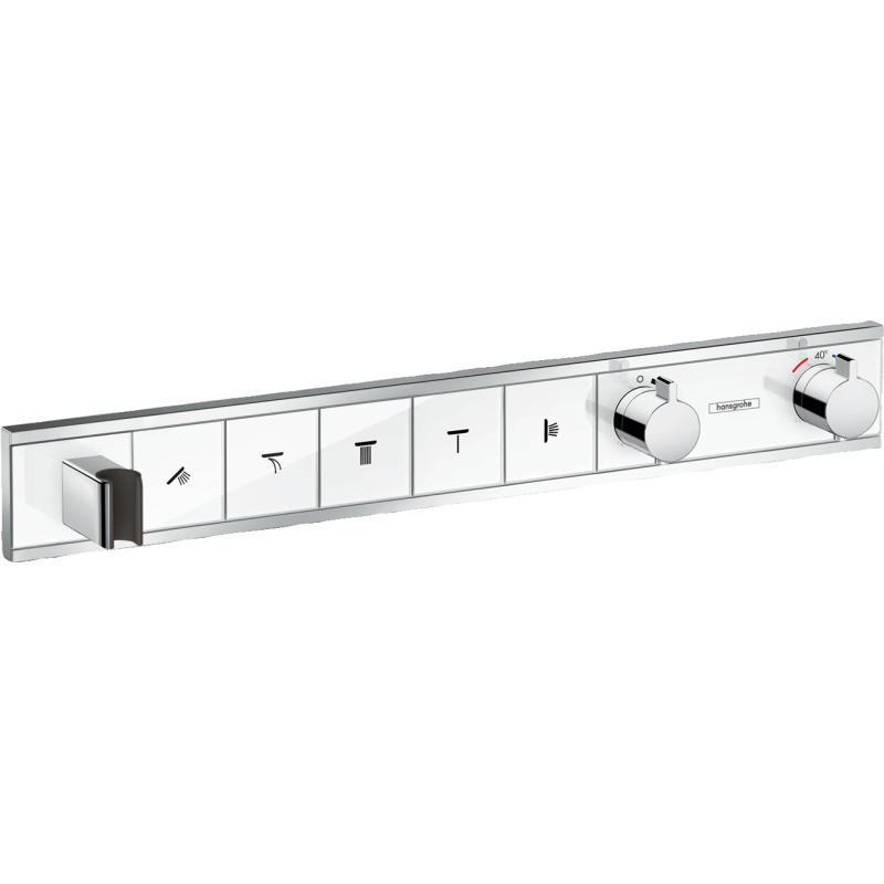 Bateria termo. do 5 odbiorników ze zintegrowanym przyłączem i uchwytem, podtynkowa Biały/Chrom RainSelect HANSGROHE 15358400