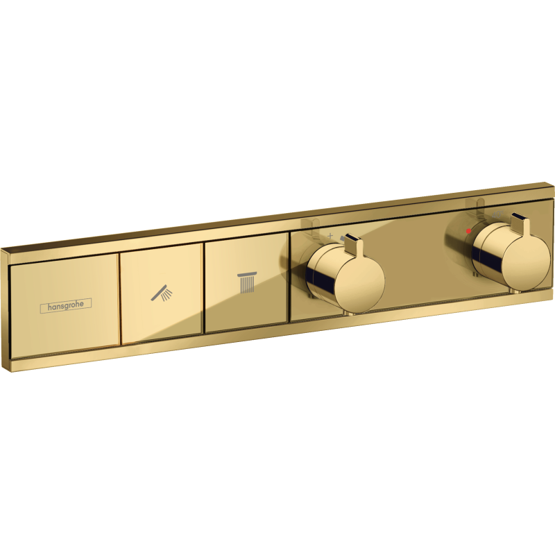 Bateria termostatyczna do 2 odbiorników, podtynkowa Złoty Optyczny Polerowany RainSelect HANSGROHE 15380990