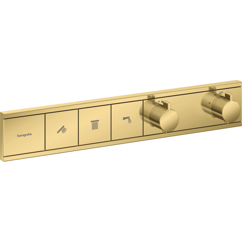 Bateria termostatyczna do 3 odbiorników, podtynkowa Złoty Optyczny Polerowany RainSelect HANSGROHE 15381990