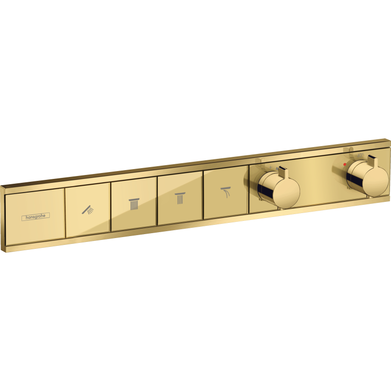 Bateria termostatyczna do 4 odbiorników, podtynkowa Złoty Optyczny Polerowany RainSelect HANSGROHE 15382990