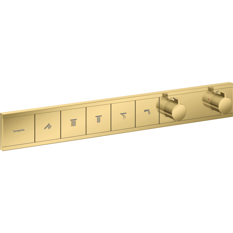 Bateria termostatyczna do 5 odbiorników, podtynkowa Złoty Optyczny Polerowany RainSelect HANSGROHE 15384990