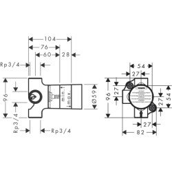 Zestaw podstawowy do zaworu odcinająco-przełączającego Trio, podtynkowy HANSGROHE 15981180
