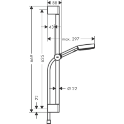 Zestaw prysznicowy 105 3jet Relaxation EcoSmart z drążkiem 65 cm Biały Matowy Pulsify Select S HANSGROHE 24161700