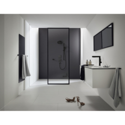 Zestaw prysznicowy 105 3jet Relaxation EcoSmart z drążkiem 90 cm Czarny Matowy Pulsify Select S HANSGROHE 24171670