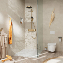 Komplet prysznicowy 260 1jet EcoSmart z termostatem ShowerTablet Select 400 Brąz Szczotkowany Pulsify S HANSGROHE 24221140