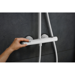 Komplet prysznicowy 260 1jet EcoSmart z Ecostat Fine i główką prysznicową 3jet Biały Matowy Pulsify S Puro HANSGROHE 24237700