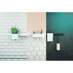 Pakiet Główka 105 3jet Activation EcoSmart, bat. prysz., termo., panel 70 cm Set akces. Czarny mat WallStoris HANSGROHE 24250670