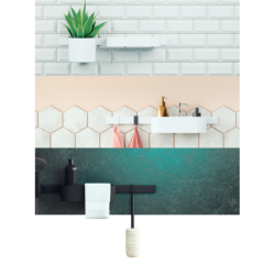 Pakiet Główka 105 3jet Activation EcoSmart, bat. prysz., termo., panel 70 cm Set akces. Czarny mat WallStoris HANSGROHE 24250670