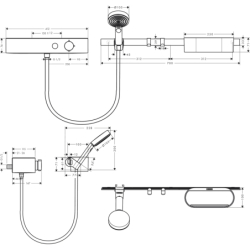 Pakiet Główka 105 3jet Activation EcoSmart, bat. prysz., termo., panel 70 cm Set akces. Czarny mat WallStoris HANSGROHE 24250670