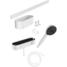 Pakiet Główka 105 3jet Activation EcoSmart, bat. prysz., termo., panel 70 cm Set akces. Biały mat WallStoris HANSGROHE 24250700