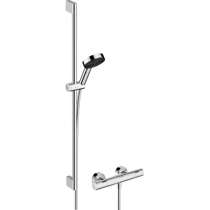 Sys. prysz. 105 3jet Relaxation EcoSmart drążek 90 cm i termo. bat. Ecostat Fine, Chrom Pulsify Select S HANSGROHE 24261000