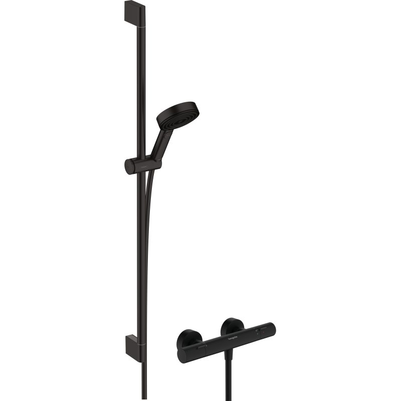 Sys. prysz. 105 3jet Relaxation EcoSmart drążek 90 cm i termo. bat. Ecostat Fine, Czarny mat Pulsify Select S HANSGROHE 24261670