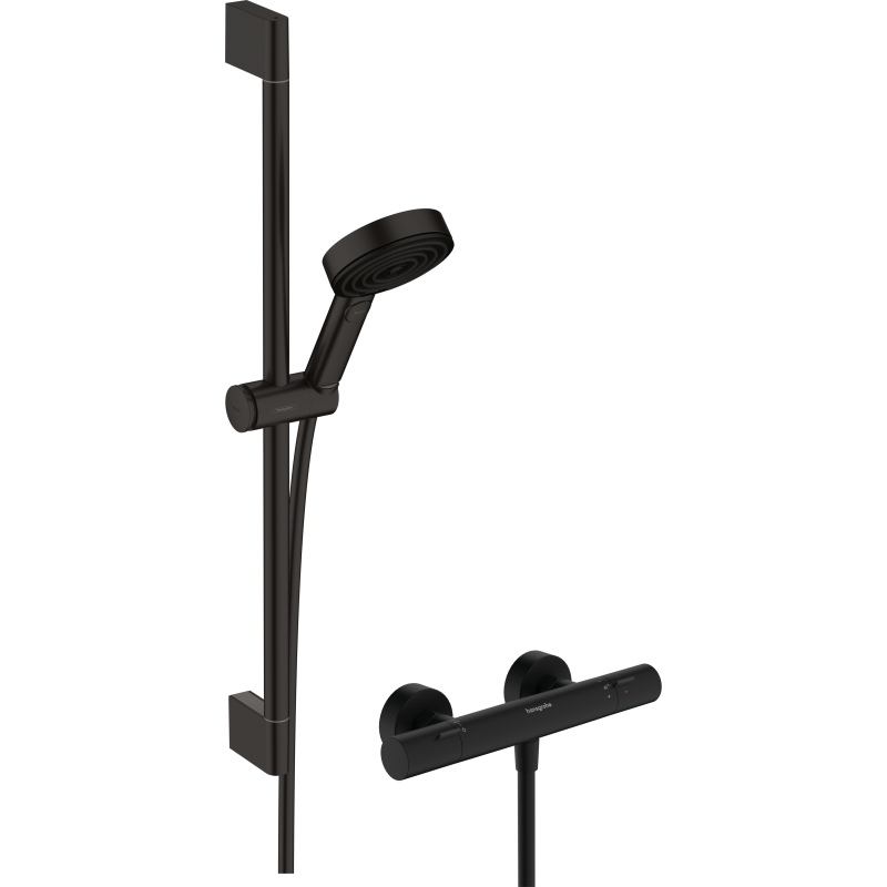 Sys. prysz. 105 3jet Relaxation EcoSmart drążek 65 cm i termo. bat. Ecostat Fine, Czarny mat Pulsify Select S HANSGROHE 24262670