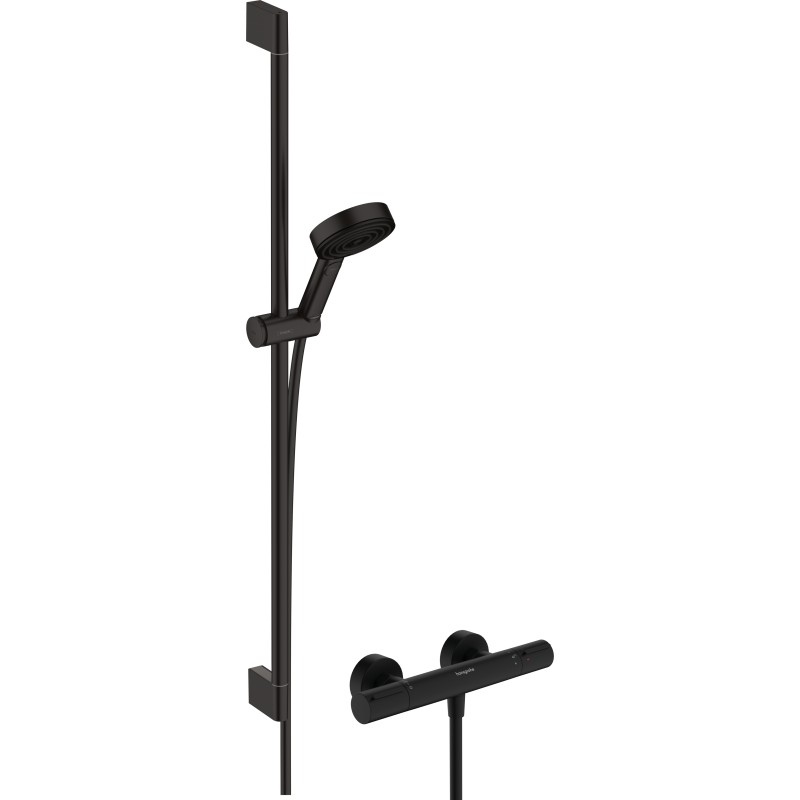 Sys. prysz. 105 3jet Relax EcoSmart drążek 90 cm i termo. bat. Ecostat Element, Czarny mat Pulsify Select S HANSGROHE 24271670