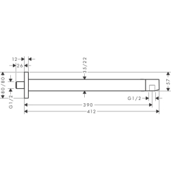 Ramię prysznicowe E 39 cm Biały Matowy HANSGROHE 24337700