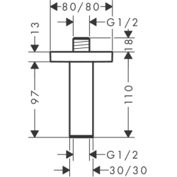 Przyłącze sufitowe E 10 cm Biały Matowy HANSGROHE 24338700