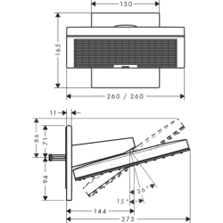 Głowica prysznicowa 260 2jet EcoSmart z przyłączem ściennym Czarny Matowy Pulsify E HANSGROHE 24351670