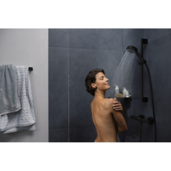 Drążek prysznic Pulsify S 65 cm z suwakiem PushSlider i wężem prysznicowym Isiflex 160cm Czarny Matowy Unica HANSGROHE 24400670