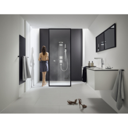 Drążek prysznicowy Pulsify S 90 cm z suwakiem PushSlider i wężem prysznicowym Isiflex 160cm Chrom Unica HANSGROHE 24401000