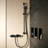 Drążek prysznic Pulsify S 90 cm z suwakiem PushSlider i wężem prysznicowym Isiflex 160cm Czarny Matowy Unica HANSGROHE 24401670
