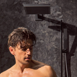 Drążek prysznicowy E Puro 90 cm z suwakiem EasySlide i wężem prysznicowym Isiflex 160cm Czarny Matowy Unica HANSGROHE 24403670