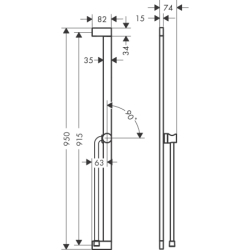 Drążek prysznicowy E Puro 90 cm z suwakiem EasySlide i wężem prysznicowym Isiflex 160cm Czarny Matowy Unica HANSGROHE 24403670