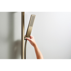 Drążek prysznic E Puro 65 cm z suwakiem EasySlide i wężem prysznicowym Isiflex 160cm Brąz Szczotkowany Unica HANSGROHE 24404140