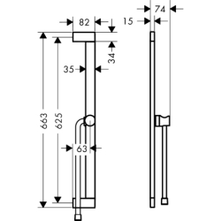 Drążek prysznicowy E Puro 65 cm z suwakiem EasySlide i wężem prysznicowym Isiflex 160cm Czarny Matowy Unica HANSGROHE 24404670