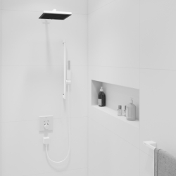 Drążek prysznicowy E Puro 65 cm z suwakiem EasySlide i wężem prysznicowym Isiflex 160cm Biały Matowy Unica HANSGROHE 24404700