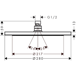 Głowica prysznicowa 280 1jet EcoSmart Złoty Optyczny Polerowany Croma HANSGROHE 26221990