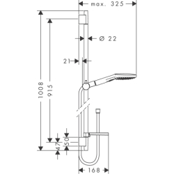 Zestaw prysznicowy 120 3jet z drążkiem 90 cm i mydelniczką Chrom Raindance Select E HANSGROHE 26621000