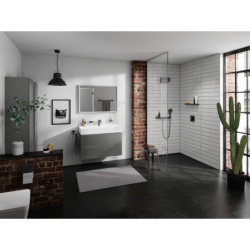 Przyłącze węża Porter 500 z półką i uchwytem z lewej strony Czarny Matowy Rainfinity HANSGROHE 26843670