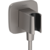 Przyłącze węża z uchwytem Czarny Chrom Szczotkowany FixFit Q HANSGROHE 26887340