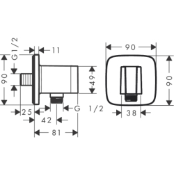 Przyłącze węża z uchwytem Czarny Matowy FixFit Q HANSGROHE 26887670