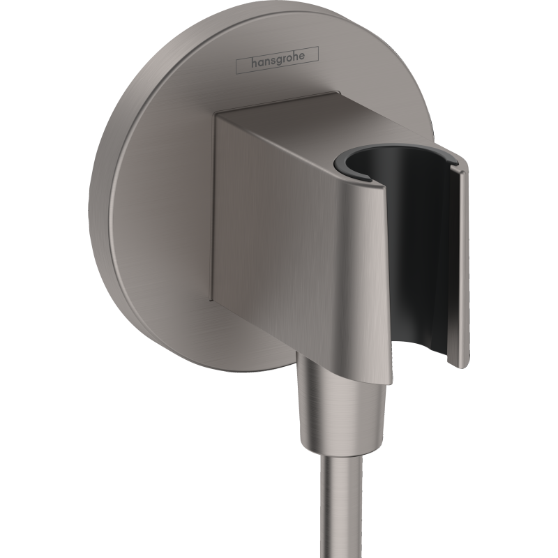 Przyłącze węża z uchwytem Czarny Chrom Szczotkowany FixFit S HANSGROHE 26888340