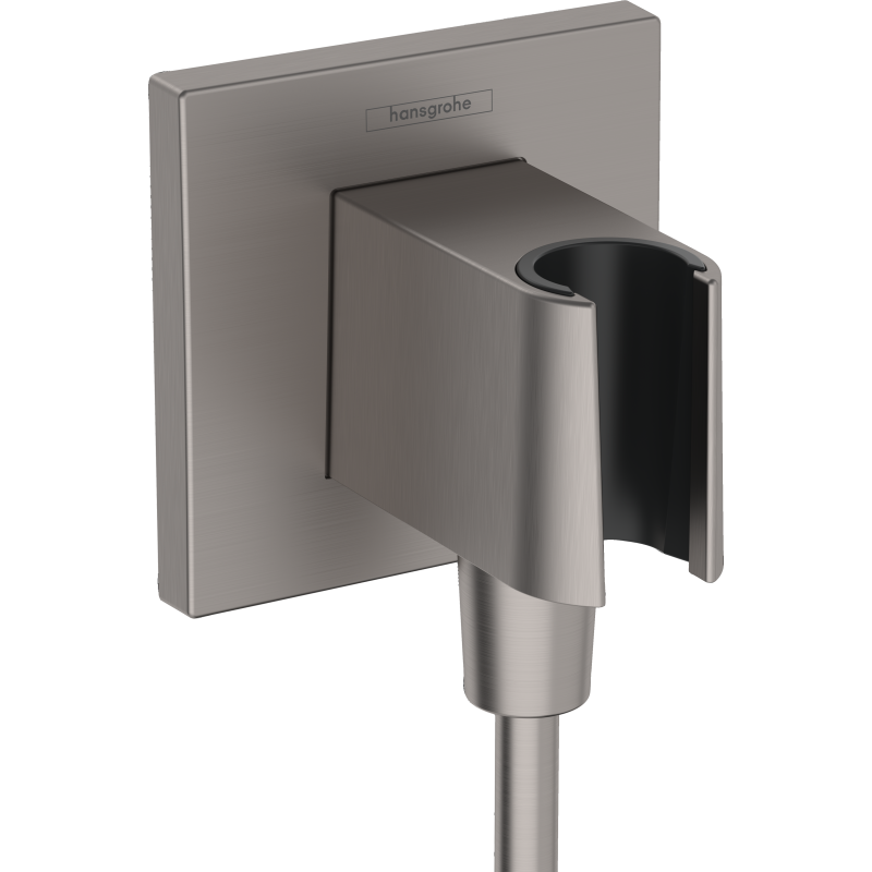 Przyłącze węża z uchwytem Czarny Chrom Szczotkowany FixFit E HANSGROHE 26889340