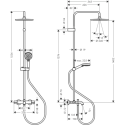 Komplet prysznicowy 240 1jet z termostatem wannowym Czarny Matowy Vernis Blend HANSGROHE 26899670