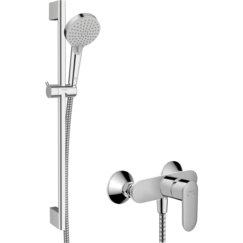 Sys. prysz. 100 Vario EcoSmart z drążek 65 cm Crometta i jednouchwytową bat prysznic, Chrom Vernis Blend HANSGROHE 26957000