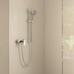 Sys. prysz. 100 Vario EcoSmart z drążek 65 cm Crometta i jednouchwytową bat prysznic, Chrom Vernis Blend HANSGROHE 26957000