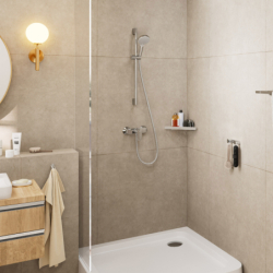 Sys. prysz. 100 Vario EcoSmart z drążek 65 cm Crometta i jednouchwytową bat prysznic, Chrom Vernis Blend HANSGROHE 26957000