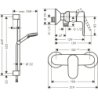 Sys. prysz. 100 Vario EcoSmart z drążek 65 cm Crometta i jednouchwytową bat prysznic, Chrom Vernis Blend HANSGROHE 26957000