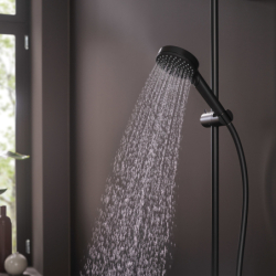 Sys. prysz. 100 Vario EcoSmart z drążek 65 cm S Puro i jednouchwytową bat prysznic, Czarny mat Vernis Blend HANSGROHE 26958670