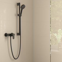 Sys. prysz. 100 Vario EcoSmart z drążek 65 cm S Puro i jednouchwytową bat prysznic, Czarny mat Vernis Blend HANSGROHE 26958670