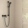 Sys. prysz. 100 Vario EcoSmart z drążek 65 cm S Puro i jednouchwytową bat prysznic, Czarny mat Vernis Blend HANSGROHE 26958670