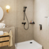 Sys. prysz. 100 Vario EcoSmart z drążek 65 cm S Puro i jednouchwytową bat prysznic, Czarny mat Vernis Blend HANSGROHE 26958670